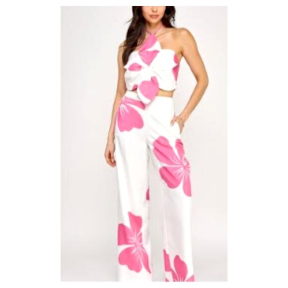 Multi Coloured Floral Printed Pant Set main image 1